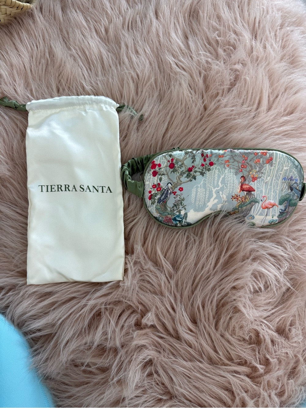Faena Green Floral Printed Silk Sleep Mask